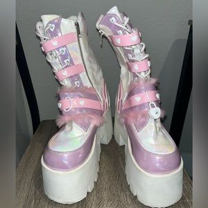 Demonia Cult Ashes 120 Baby pink-lavender holographic Size 8 (feels like 7 1/2)